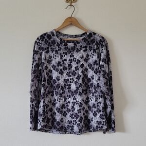 IBKUL Grey Black Le Leopard Print Long Sleeve Crew Neck Tee Size XL
